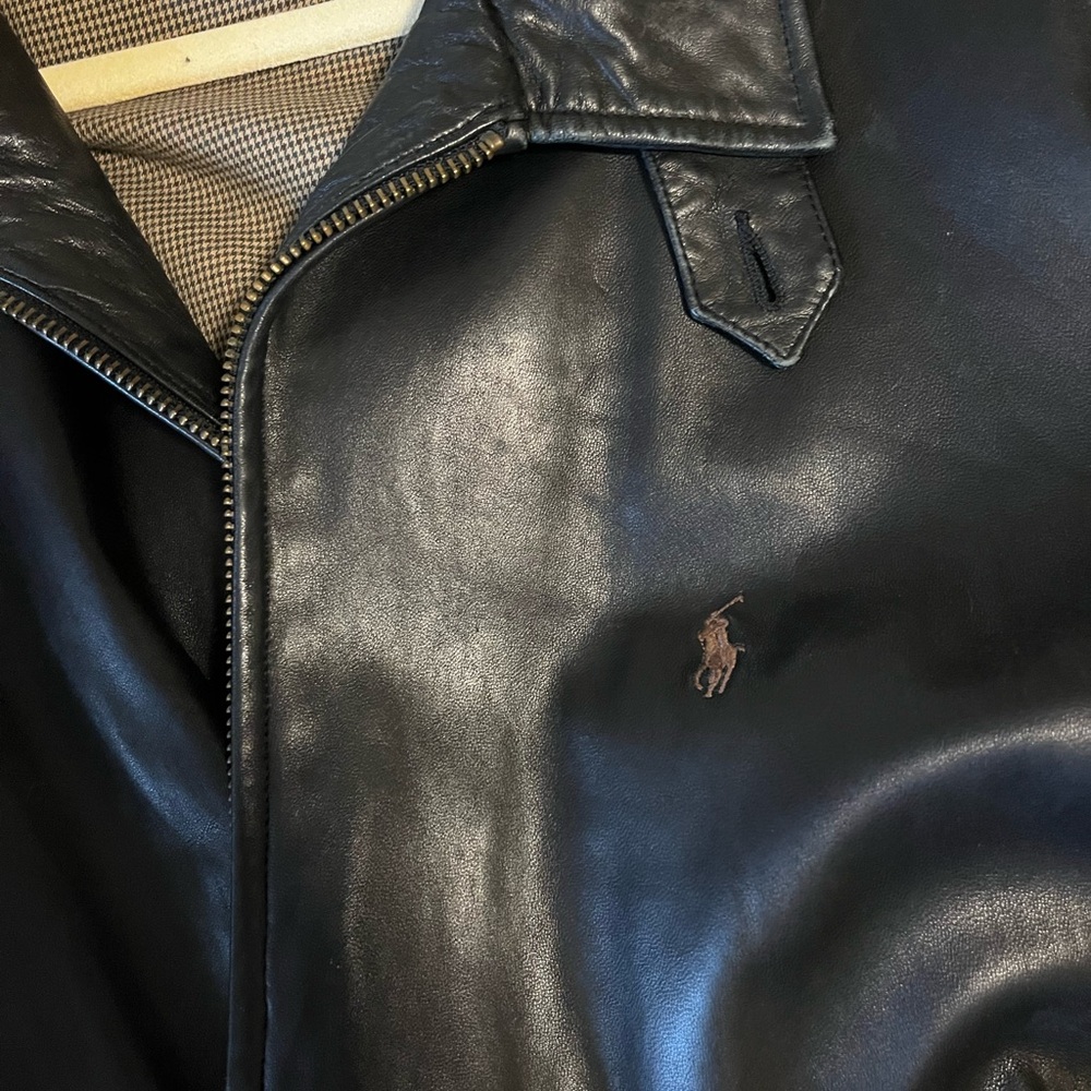 Ralph Lauren Black Leather Bomber Jacket